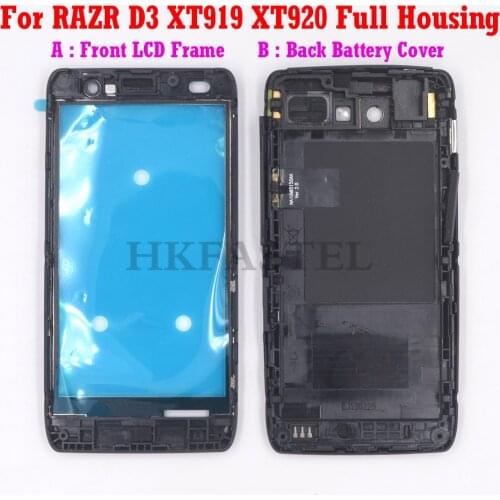 HKFASTEL For RAZR XT919 XT920 Housing For Motorola D3 XT919 XT920 Front LCD Display Frame back battery door cover