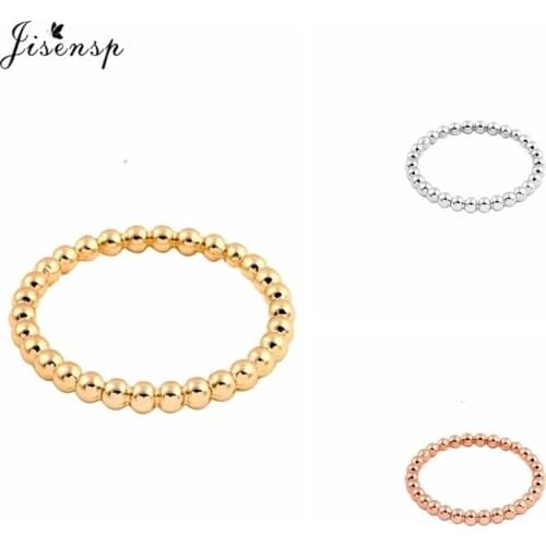 Jisensp Fashion Slim Stacking Beaded Rings Full Bead Wire Ring Simple Skinny Ring for Women Party Gift Vintage Wedding Rings