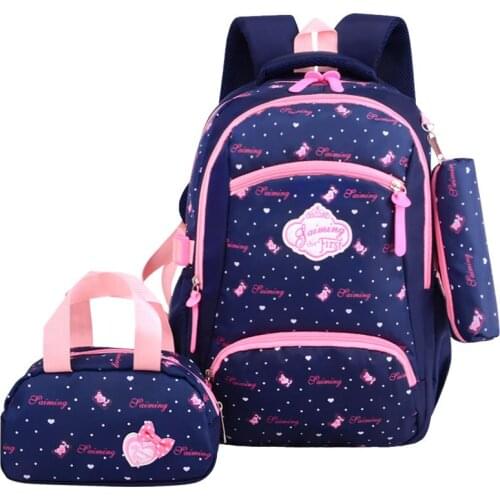3 Piece Set Waterproof School Backpacks Printing School Bags for Girls Kids Light Children School Bagpack Backbag Rucksack