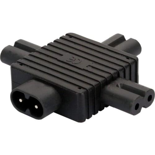 LBSC 1 in 3 out IEC 320 C8 2 Pin Male to 3 x C7 Female Splitter AC Power Supply Adapter for Laptop Printer Notebook
