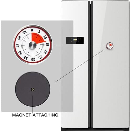 Mechanical Kitchen Timer Magnet Round Shape 60 Minutes Stainless Steel Cooking Clock Alarm Kitchen Time Reminder