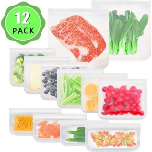 6/12 Pack Ziplock Reusable Food Storage Bags BPA Free Leak-proof Snacks Bags for Lunch Freezer Fruit FDA Grade Food Storage Bag