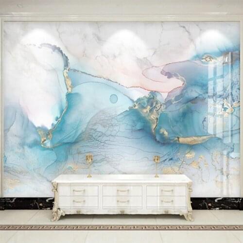 Custom 3D Wall Mural Modern Blue Gilt Marble Wallpaper Living Room TV Sofa Abstract Art Wall Painting Papel De Parede Sala 3 D
