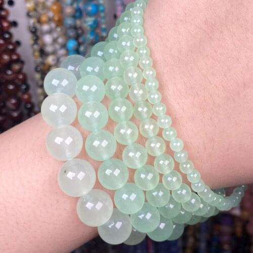 Natural Light Green Jades Stone Round Beads Loose Spacer Beads For Jewelry Making Diy Bracelet Accessories 4-12mm 15" Wholesale