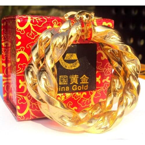 New Women 45mm Big Chunky Thick Gold Metal Chains Large Fashion Earrings Hook Rock 7 days no reason to refund Not satisfied