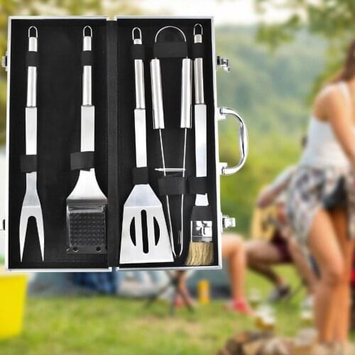 New Outdoor Barbecue Tool Set Stainless Steel Barbecue Accessories Set BBQ Brush Fork Tool D729