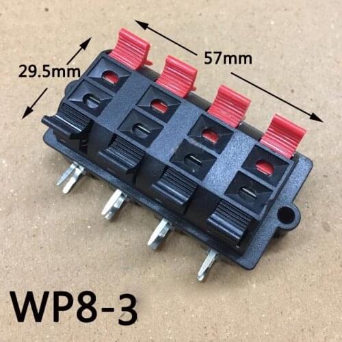 Wholesale 100pcs 8PIN PUSH Red and Black Spring Push Type Speaker Cable wire Loudspeaker Audio Terminal Board Connector wp8-3
