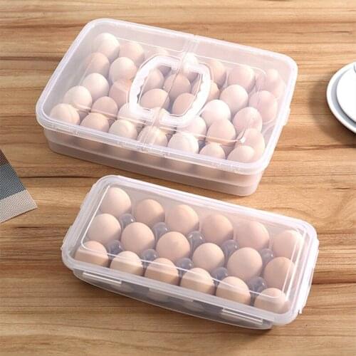 Portable 10/18/34 Grids Plastic Egg Storage Box Food Storage Container Refrigerator Egg Tray Holder with Lid Kitchen Gadget
