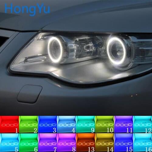 Headlight Multi-color RGB LED Angel Eyes Halo Ring Eye DRL RF Remote Control for Volkswagen VW Touareg 2007 - 2010 Accessories