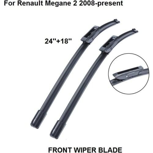 Wiper Blade For Renault Megane 2 24''+18'' high quality Windscreen 2008-present Natural Rubber Car Accessories