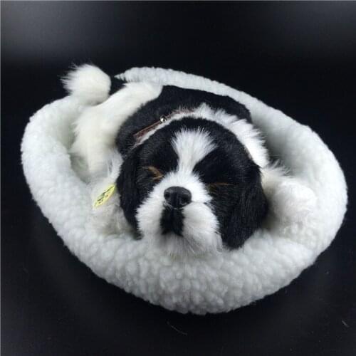 Cute simulation sleeping dog toy polyethylene & furs black&white model gift about 25x13cm 0699