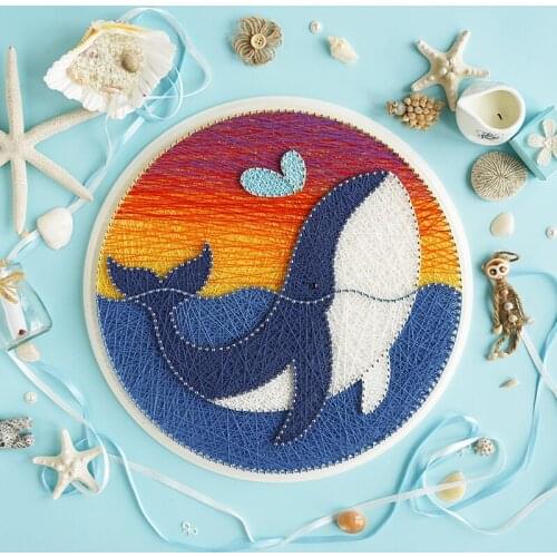 Blue Whale DIY Handmade Material Decompression Winding Painting Ornaments Hanging Painting