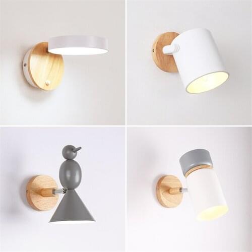 Nordic Bedside Reading Bird Wall Lamps Bedroom Living Room Hall Sconce Wall Lights Staircase Aisle Mirror Wood Lights Fixtures