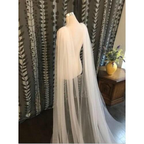 Wedding Cape Veil Bridal Shoulder Veil White/Ivory Tulle Long cape cloak Shawl