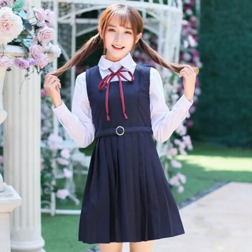 Spring Japanese School students Girl Uniform Naval College Style Sailor Uniforms Suit Japanese Korea Girls Student Uniform Sets