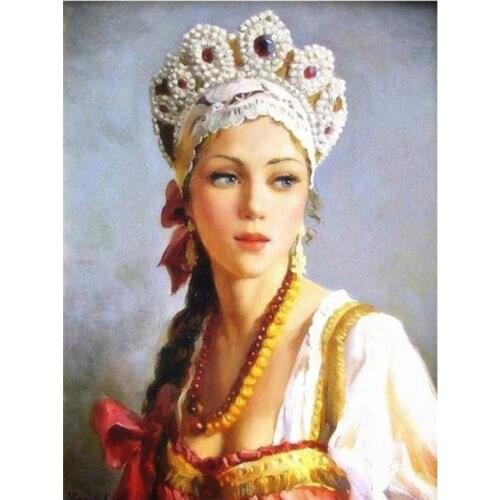 Lady Embroidery Mosaic Craft Woman Portrait Diamond Painting Kits Beads Picture Wall Paper Rhinestones Drawing Christmas Gift