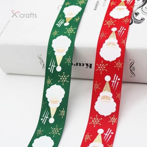 1" 25 MM Grosgrain Printed Santa Claus Decoration Craft Merry Christmas Tree Handmade DIY Accessories