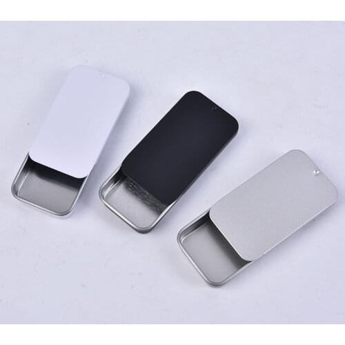 1PC 60*34*10mm Mini Iron Box Slide Cover Storage Box Wedding Jewelry Pill Cases Portable Tin Boxes Container Cosmetic Organizer