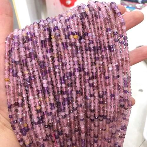 1PC Natural Stone Beaded Natural Strawberry Quartzs Round Shape Loose Beaded for Making DIY Jewerly Necklace Gift 3x4mm