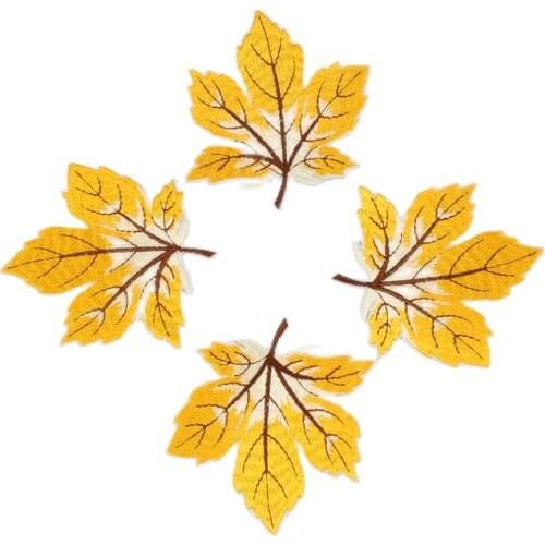 10pcs/lot Embroidered Leaves Patch Iron On Sew On Maple Stickers For Clothing Apparel Hats Repair DIY Fabric Appliques Badge