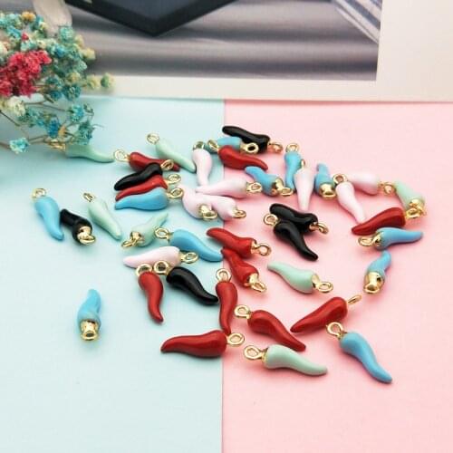 10pcs Classics Enamel Chili Metal Charms Pendants Oil Drop Pepper Charms For DIY Handmade Earring Jewelry Material