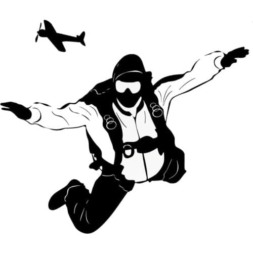 17.5*15CM Personalized Skydiving Extreme Sports Car Stickers Vinyl Decals Covering The Body Black/Silver C7-0702