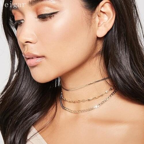 3Pcs/Set Gold Silver Color Chokers Necklaces for Women Simple Delicate Clavicle Chain Collares Mujer Kettingen Voor Vrouwen