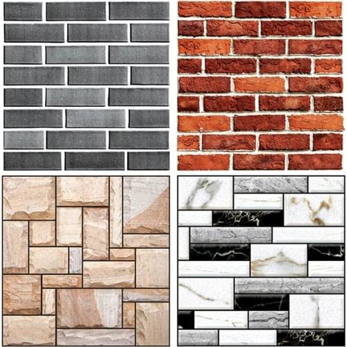 30*30cm Self-adhesive 3D Stone Brick Wall Sticker PVC Waterproof Home Decoration Stickers For Living Room Bedroom Kitchen Decals