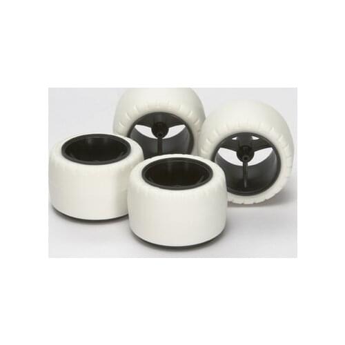 4pcs TMAIYA 4WD Mini Racer Parts Small DIA. Carbon Wheel White Arched Tires SX/SXX Chassis White Tire Black Wheel Curved 15415