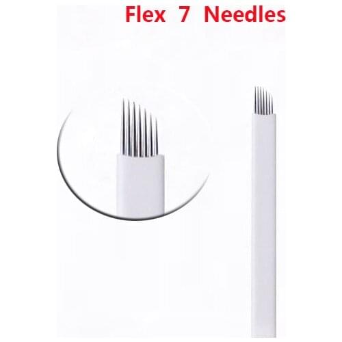 50 Pcs Laminas Agulha Tebori Microblading 7 Pins Flex Blades Tattoo Needles for Embroidery Pernement Makeup Eyebrow Pen Supplies