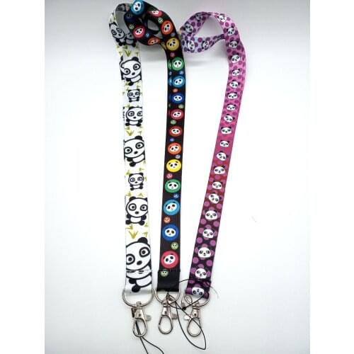 50 pcs / lot cartoon panda head mixed Necklace Strap Lanyards Cell Phone PDA Key ID Strap Charms L-26