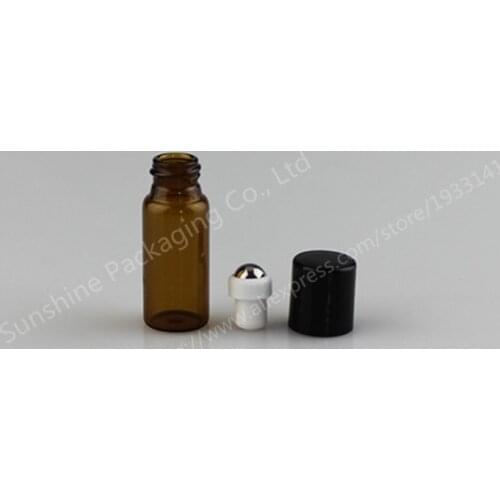 500pcs 3ml slim roll on roller bottles for essential oils roll-on refillable perfume bottle deodorant containers with black lid