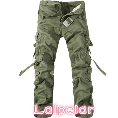 New Men Cargo Pants army green big pockets decoration mens Casual trousers easy wash male autumn army pants plus size 42