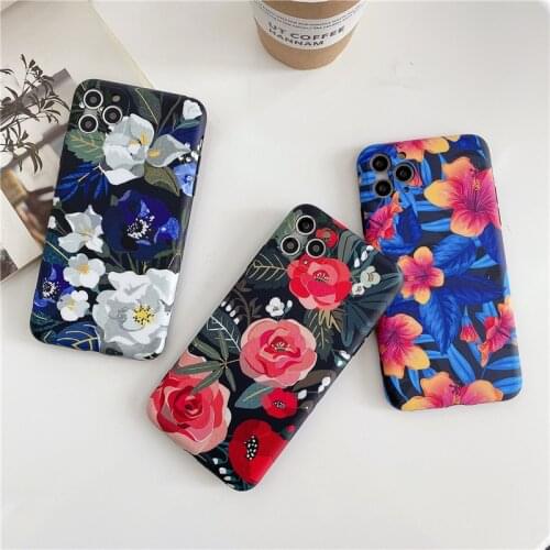 Flowers phone cases for iphone 11 Pro Max case for i Phone 12 mini 12Pro X XR XS Max 8 7 Plus girls floral soft silicone cover