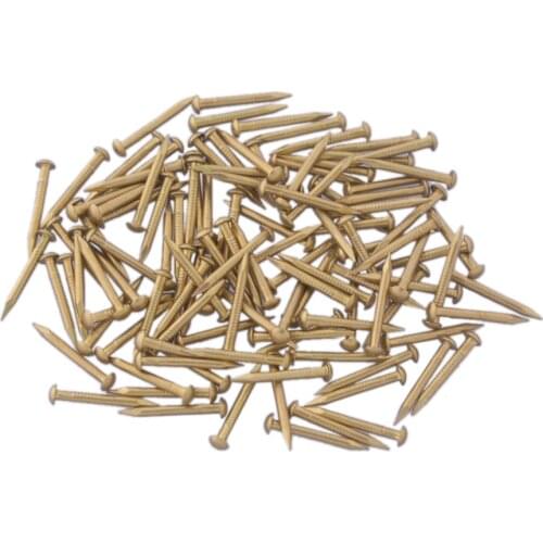 100pcs 15X1.5MM Chinese Archaize Round Head Gold Antique Pure Copper Bronze Wooden Nails for Furniture DIY Decorative Boxes