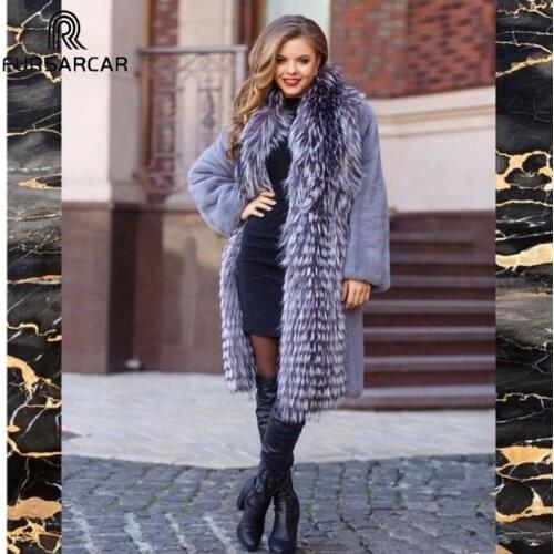 FURSARCAR Genuine Real Fur Mink Jacket Women Warm Winter Natural Mink Casual Plus Size Luxury Mink Fur Coat With Fox Fur Collar