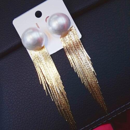 Korean Fashion Big Imitation Pearl Earrings For Women Jewelry Accessories Famale Statement Elegant Pendant Tessel Earrings