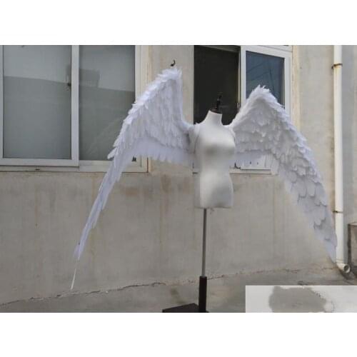 New Costumed beautiful white black feather angel wings for Fashion show Displays bridal shower wedding shooting props supplies