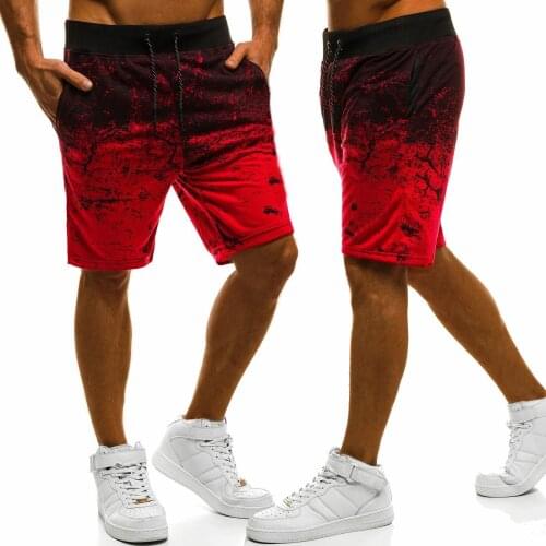 Summer 2021 Mens Casual Print Gradient Ramp Shorts European American Style Sports Pants Slim Disorderly Flower Beach Pants Men