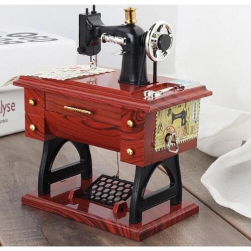 Music Box Retro Mechanical ABS Sewing Machine Music Box for Gift