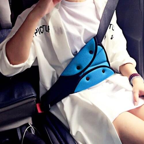 Soft Baby Child Car Safety Belt Adjustable Triangle Shape Child Protection Auto Baby Safety Seat Belt Strap Children Blue