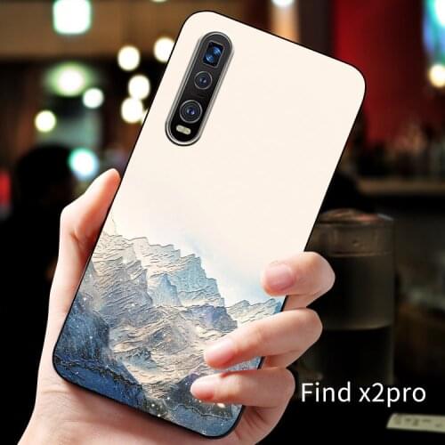 Oppofindx2 Embossed vintage East Asian Chinese Japanese style case For oppo find x2 pro x2 Snow Mountain Decree Crane cover