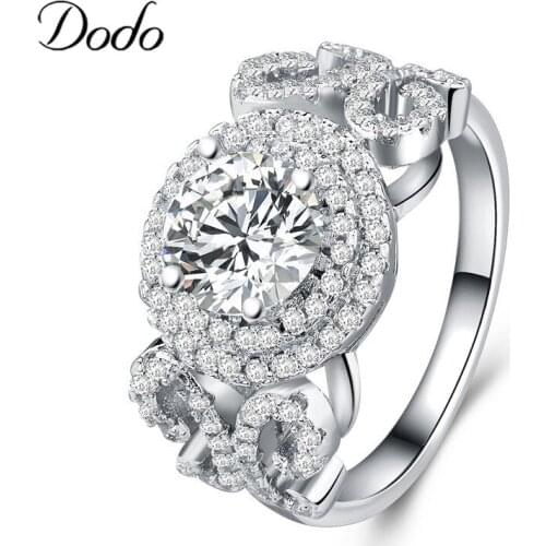 Luxury Silver Color Bijoux Round Wedding Engagement Ring AAA Cubic Zirconia Jewelry For Women anillos mujer Couple Rings YR241