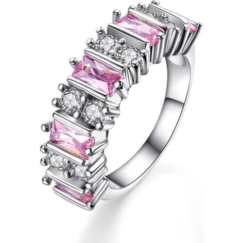 ZR005 luxury Silver color Finger Ring with Zircon Size 7 # 8 # 9 # Womens Fashion Jewelry Christmas Gift Top Quality