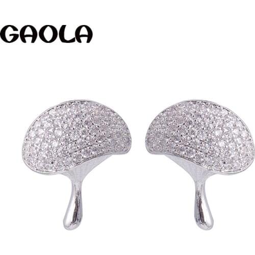 GAOLA Cute Mushroom Cubic Zircon Stud Earring For Women Christmas Gift GLE7272Y