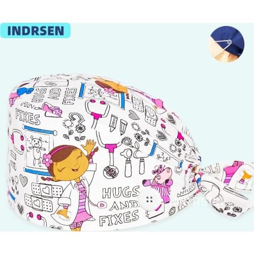 Hot Scrub Cap Medical Printed with Buttons Daily cleaning Dustproof Pet Clinic Nurse Working Surgical Caps Pirates Chef Lab Hat