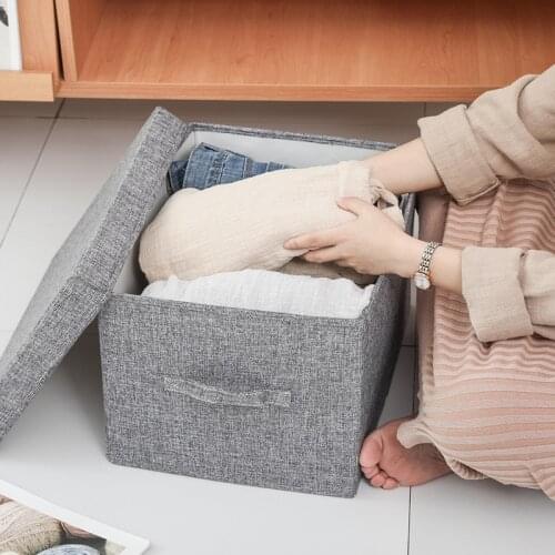 Foldable Home Storage Box Cloth Organizer Case Bra Underwear Organizer Linen Wardrobe Closet Organizer For Scarfs Socks