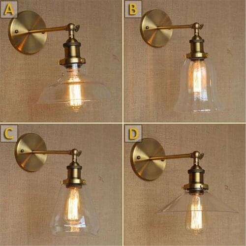 Modern Vintage Loft Industrial Glass Wall Light Retro Adjustable Brass Gold Wall Lamp Country Style Sconce Lamp Fixtures Decor