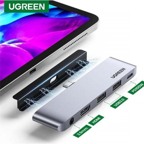 Ugreen Type USB C 3.1 HUB for iPad Pro USB C Hub to 4K@60Hz HDMI USB 3.0 PD 100W 3.5mm Jack for iPad Pro 2020 2018 iPad Air 4
