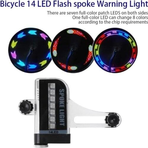 Bicycle Cycling Bike Tyre Tire Wheel Valve 14 LED Flash Spoke Warning Light Lamp Bike Spoke Decoration Bicycle Light Spoke lamp